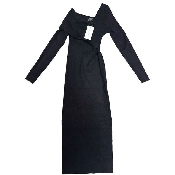 REVOLVE Line and Dot Black SYLVIE MIDI SWEATER DRESS XS - Picture 4 of 7